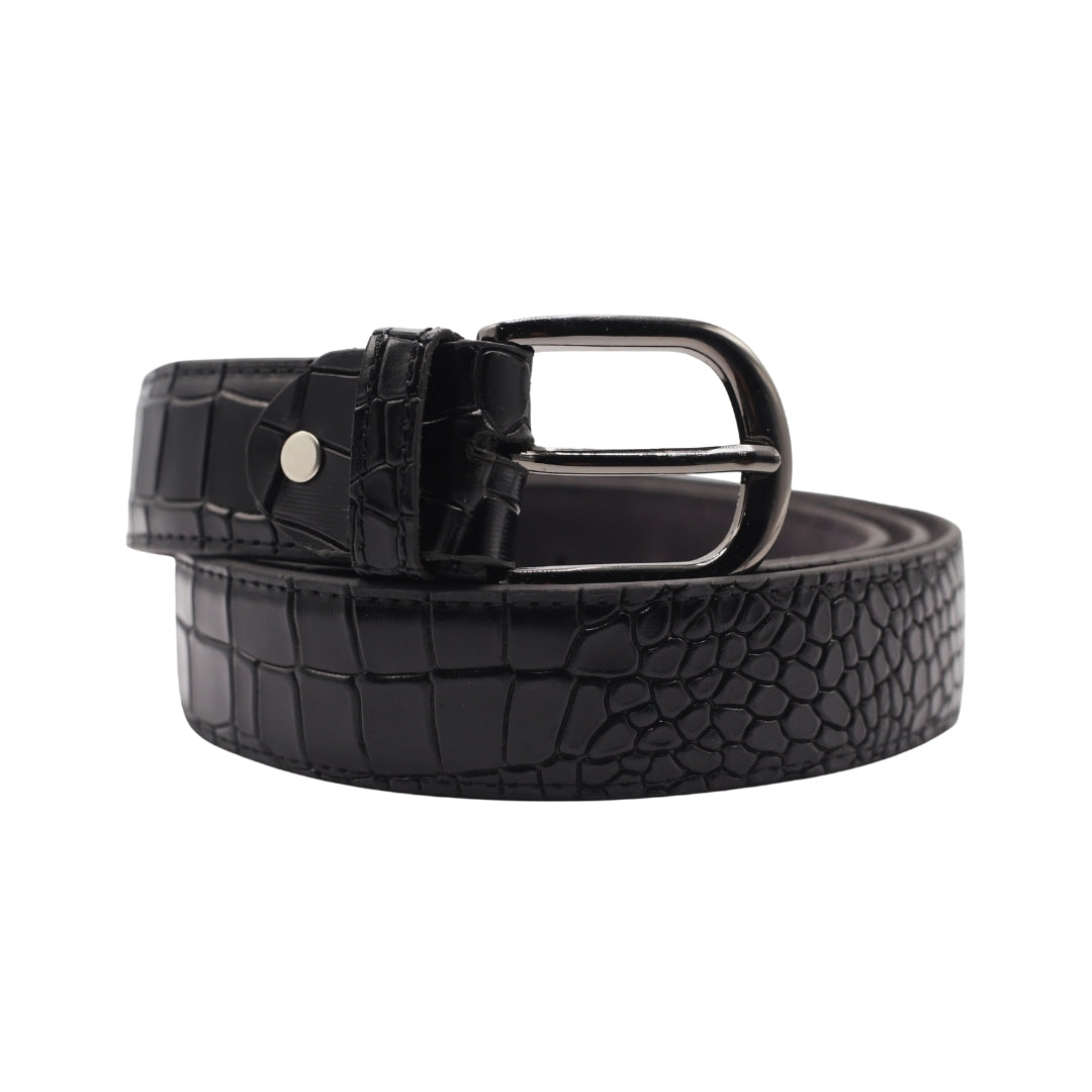 CROCODILE TEXTURE COW LEATHER BELT