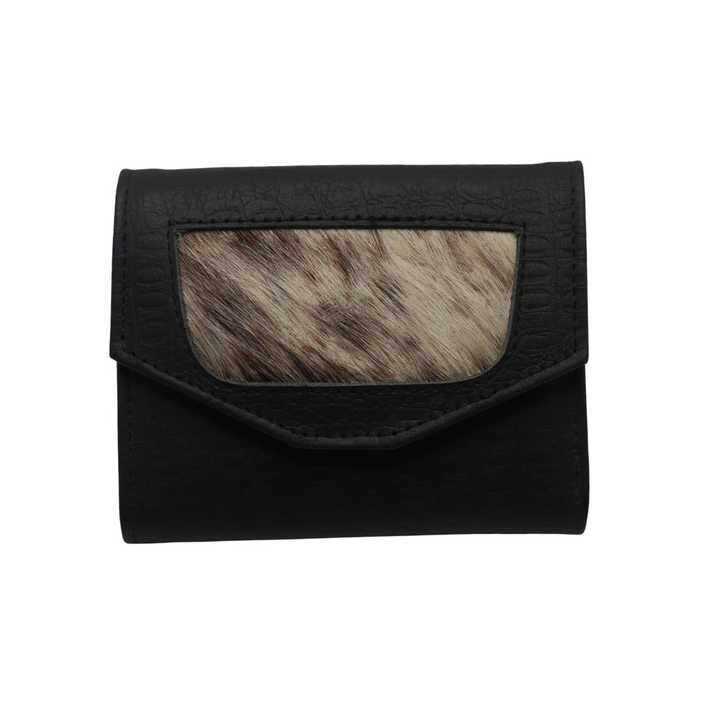 LADIES MINI CLUTCH WITH HAIR_ON PATCH IN COW LEATHER