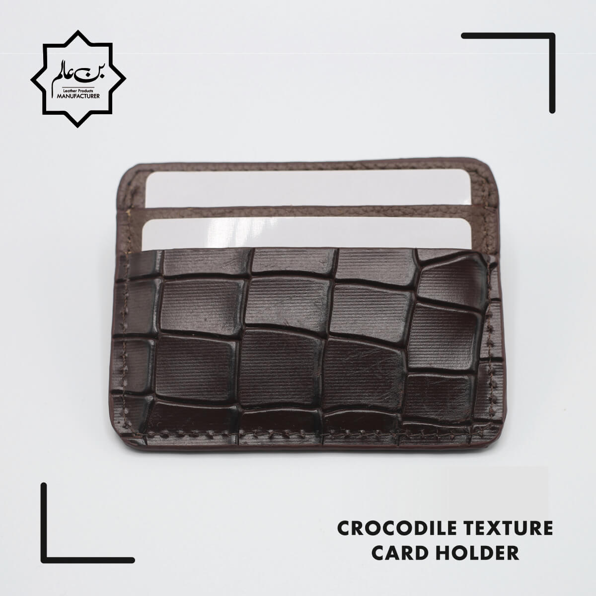 Crocodile-Embossed Leather Card Holder – Unisex