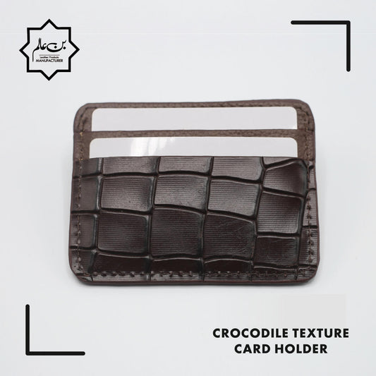 Crocodile-Embossed Leather Card Holder – Unisex