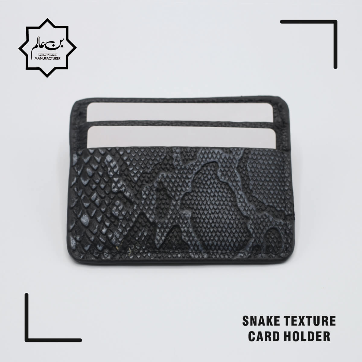 Grey Snake-Embossed Leather Unisex Card Holder.