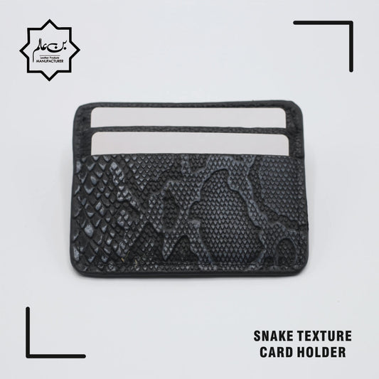 Grey Snake-Embossed Leather Unisex Card Holder.