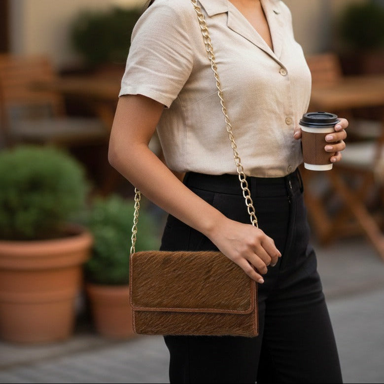 Brown hair on clutch